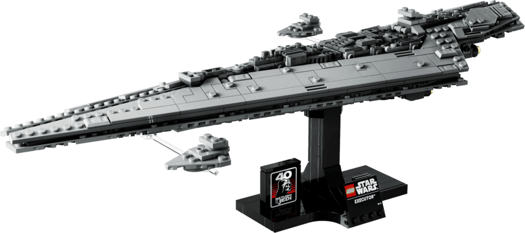 LEGO Star Destroyer on display stand
