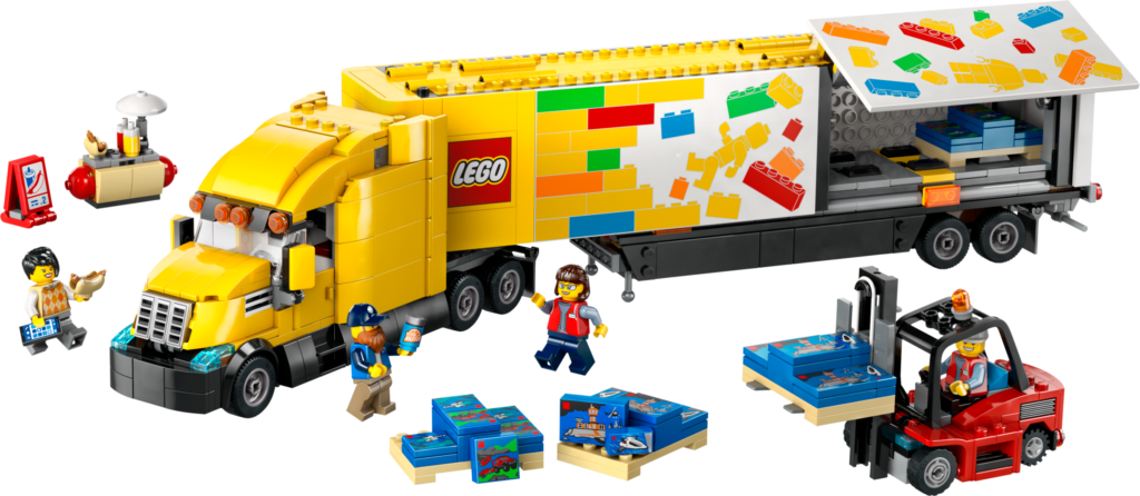 LEGO delivery truck and workers setup