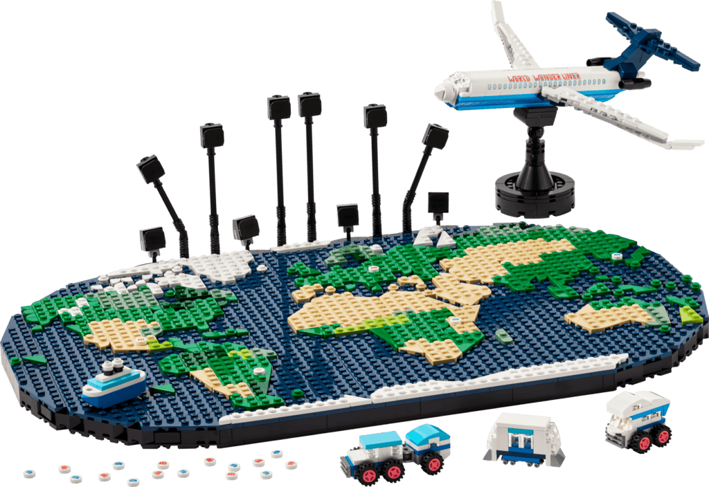 Lego set featuring Earth and airplane