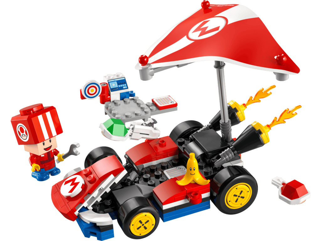 Toy kart with red parasol