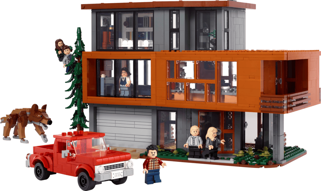 Family enjoying LEGO treehouse setting