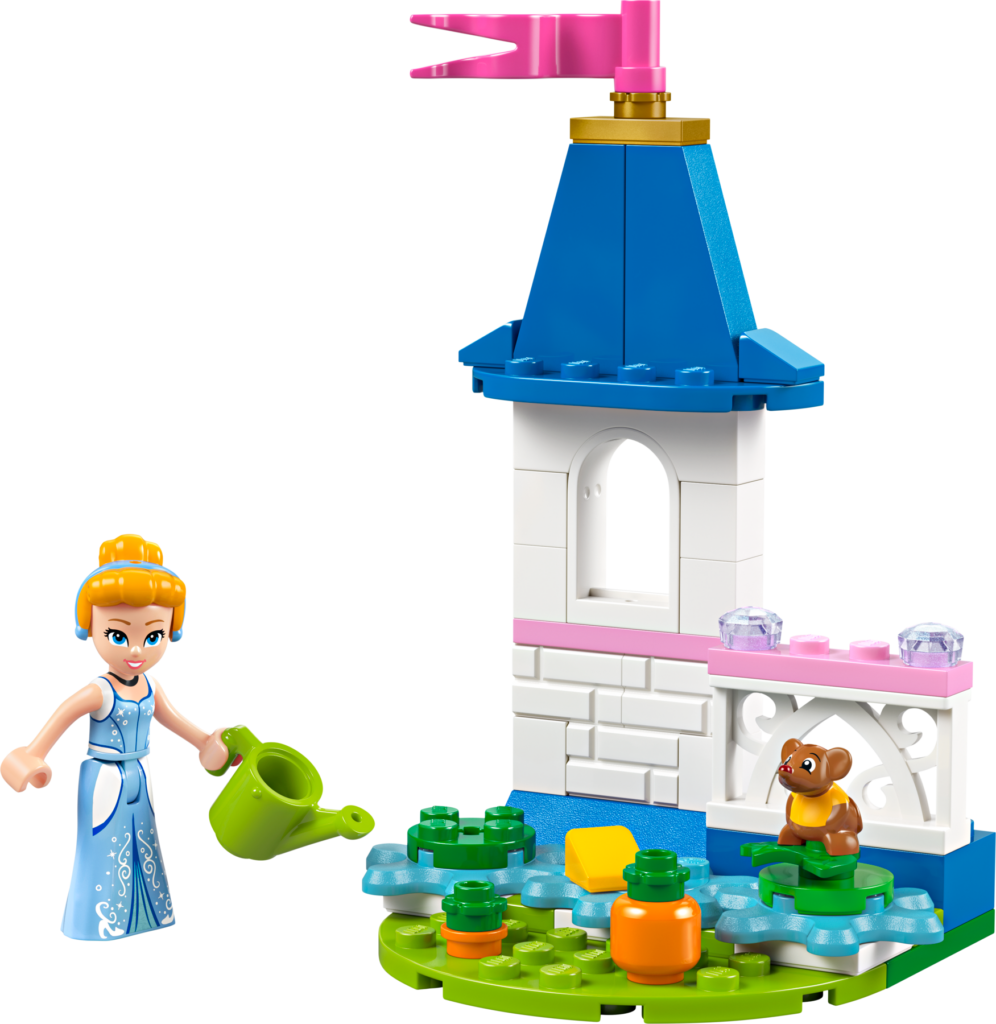 Toy castle scene with princess and puppy
