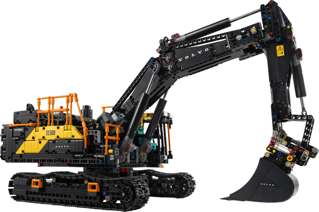 Realistic LEGO excavator with intricate design.