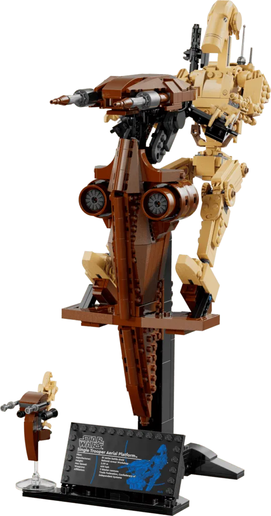 LEGO Star Wars droid model on display