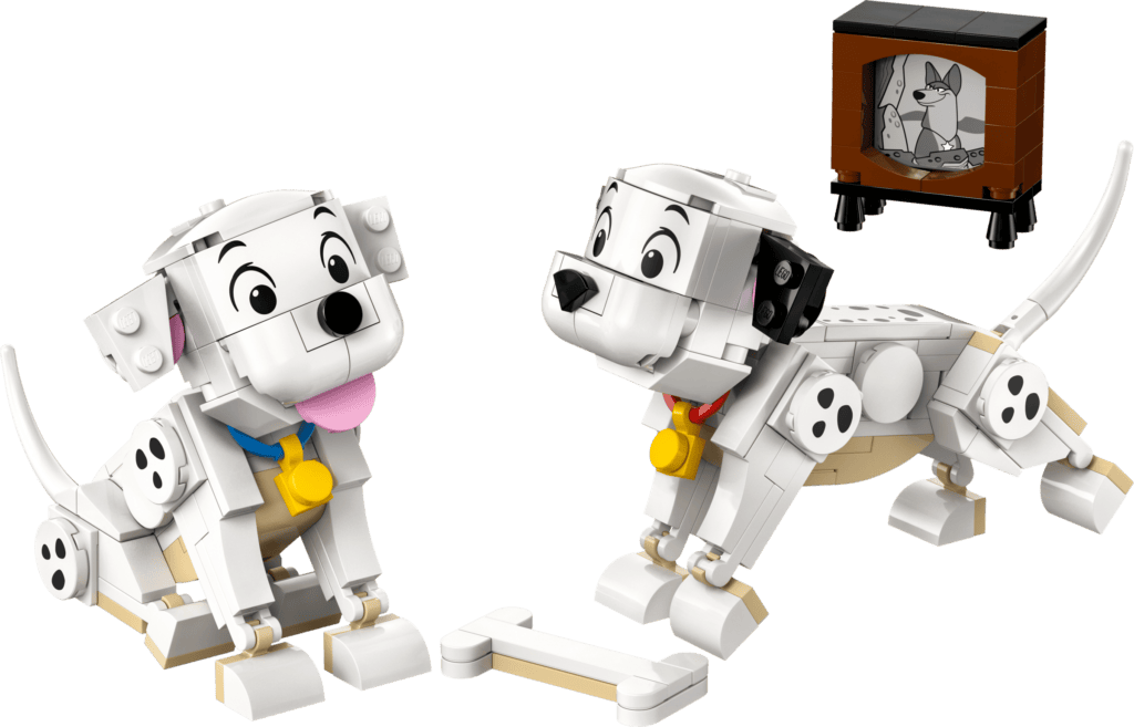 Lego dogs with colorful collars and bone