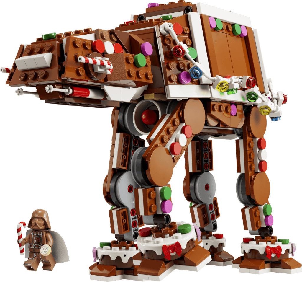 Star Wars themed gingerbread LEGO AT-AT model