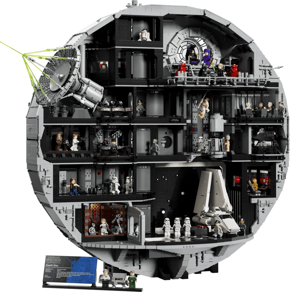 Intricate LEGO Death Star cross-section design