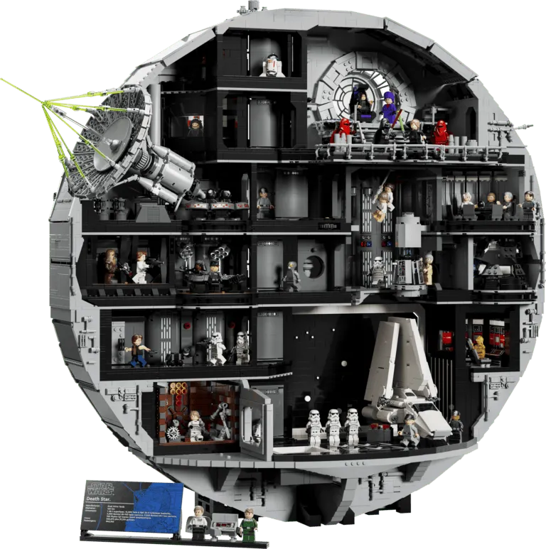 Intricate LEGO Death Star cross-section design