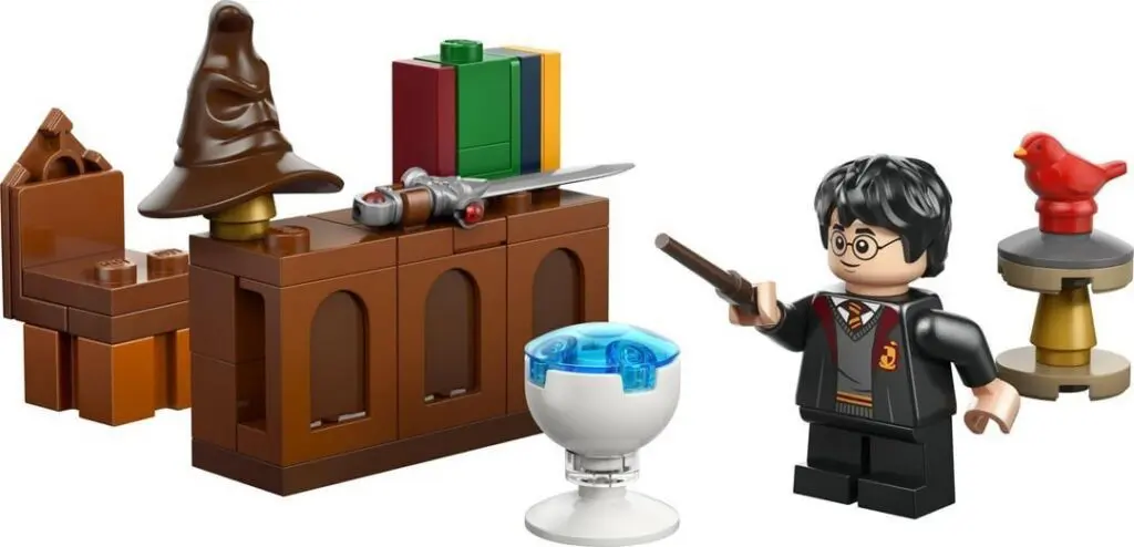 Mini wizard with sorting hat and wand