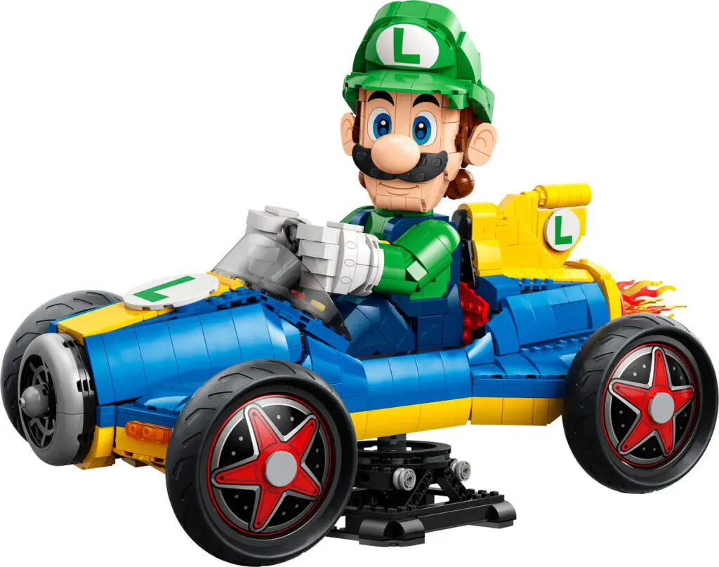 Toy character driving colorful racing kart
