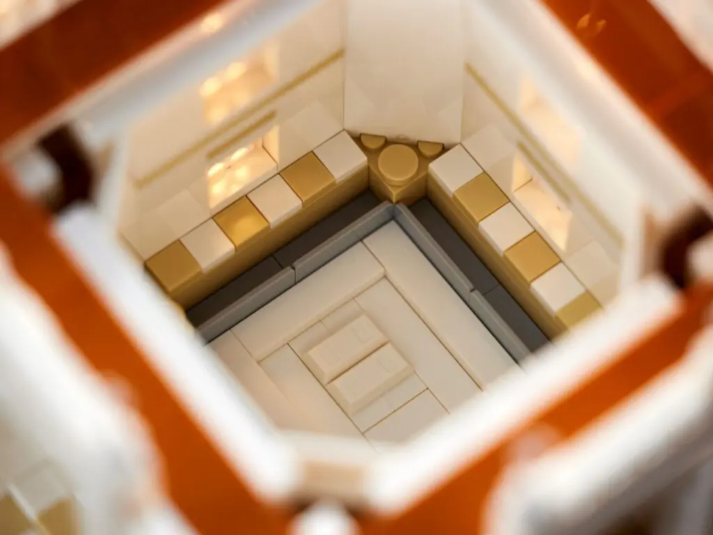Lego bricks arranged in a square pattern.