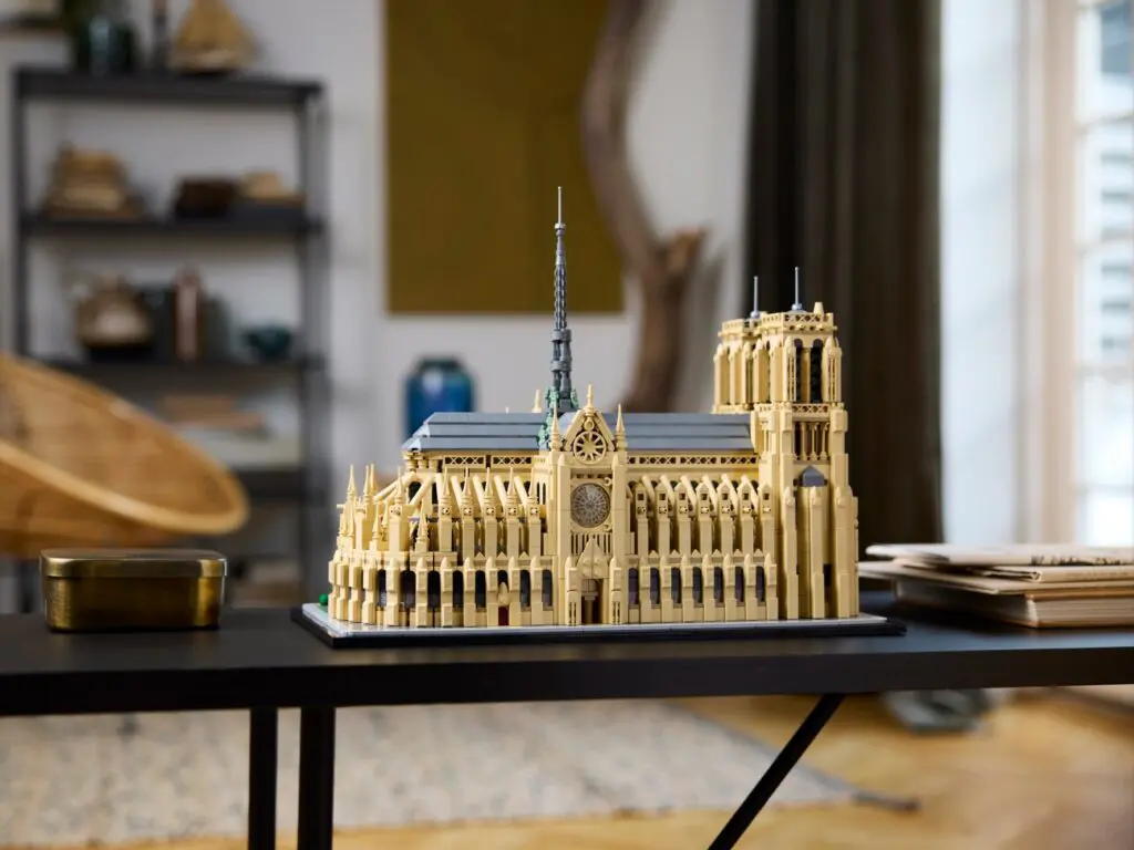 Model of Notre Dame Cathedral on table
