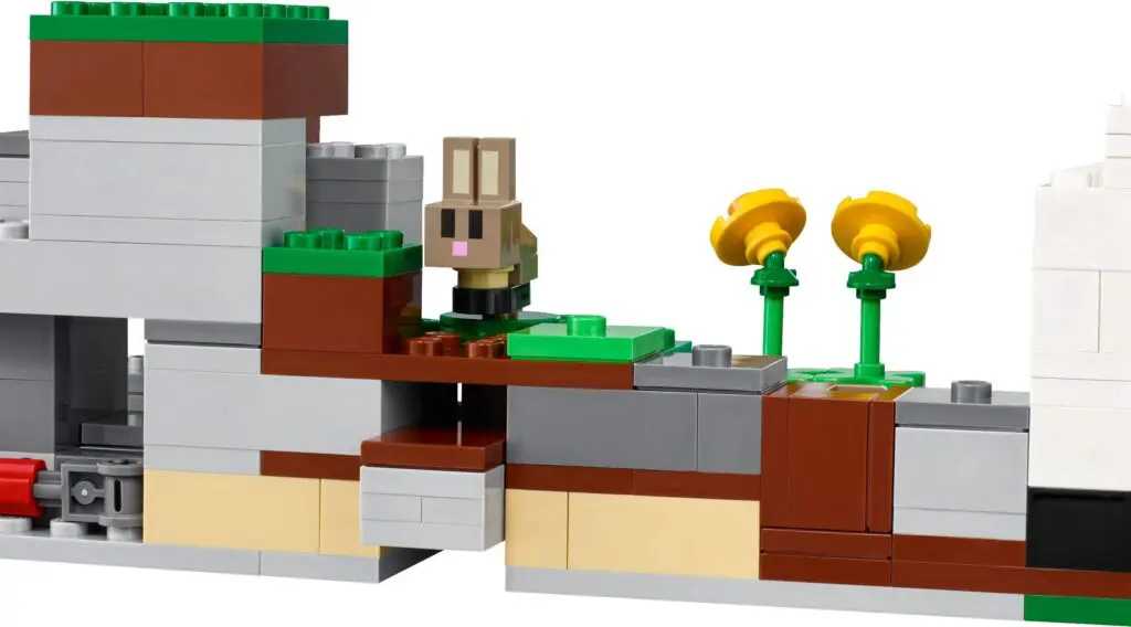 Toy rabbit and flowers on Lego set