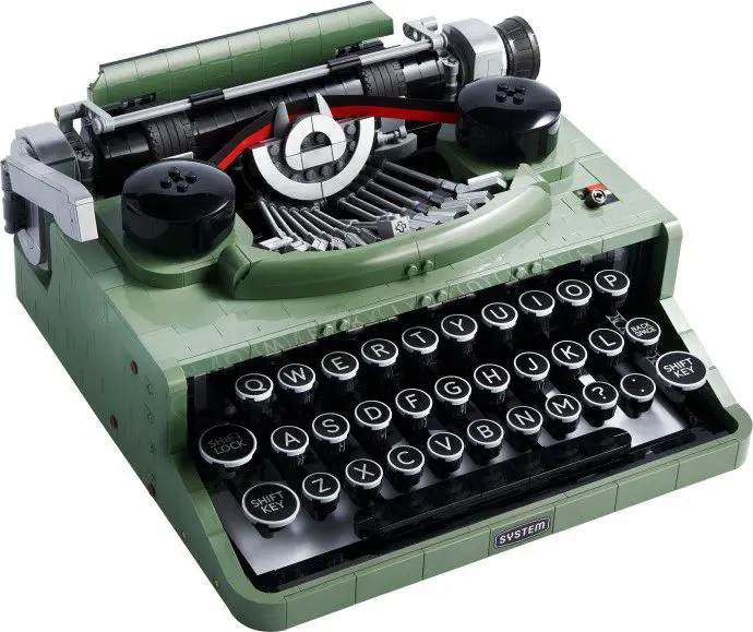 Retro style typewriter, green and black.