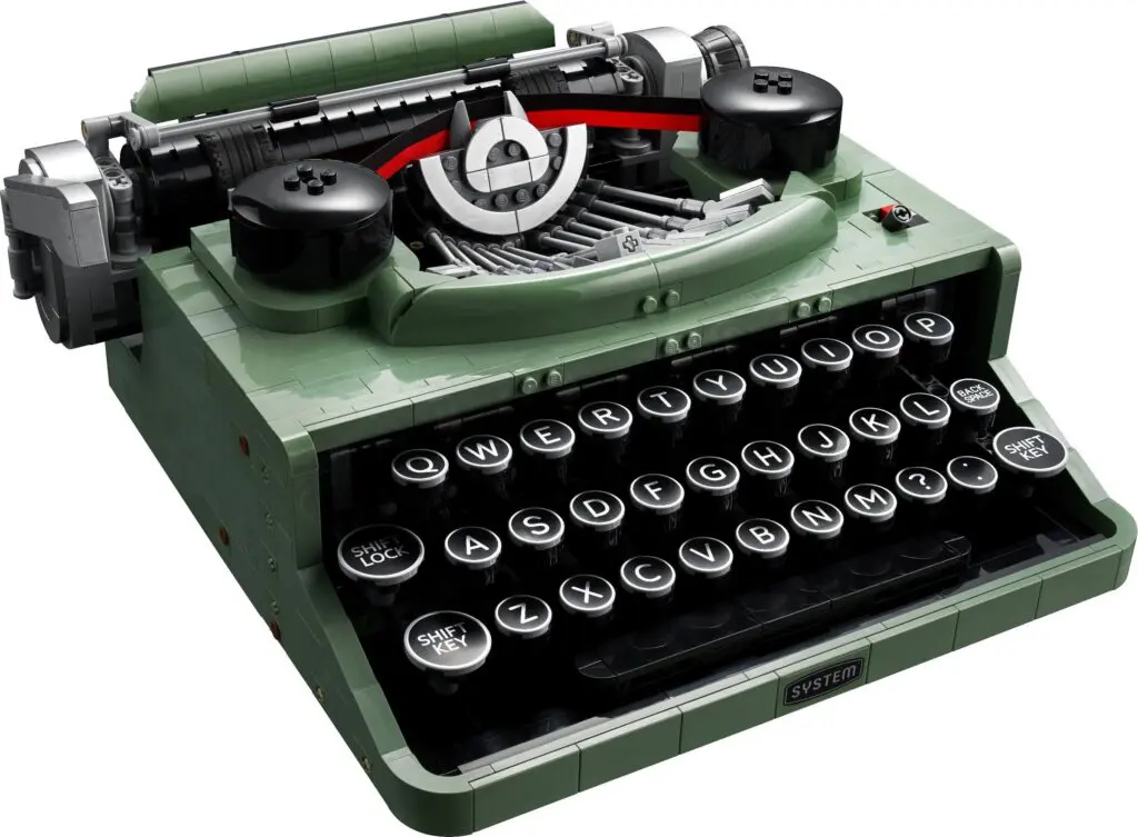 Green vintage typewriter model with black keys