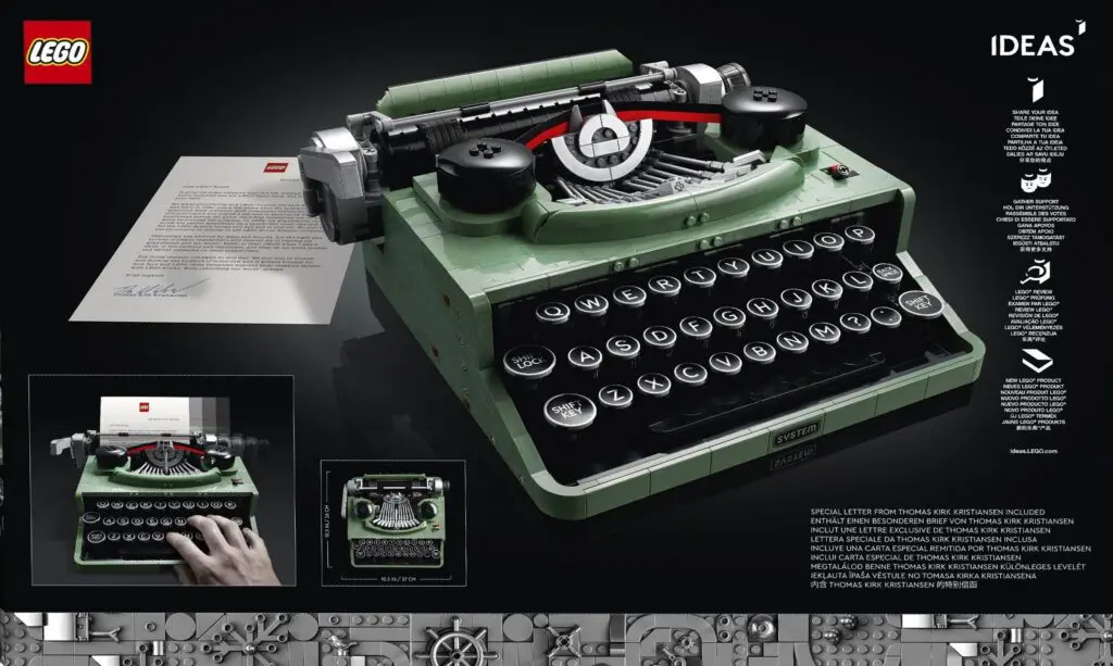 LEGO Ideas typewriter with interactive features
