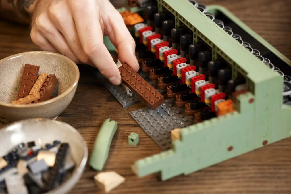 Building with colorful LEGO bricks