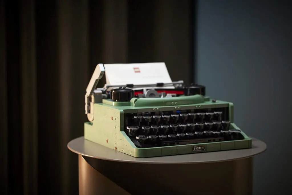 Classic typewriter displayed on a pedestal