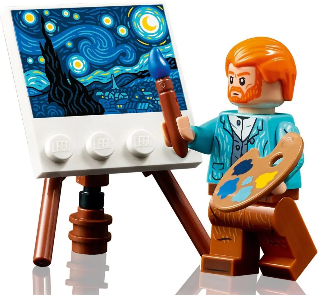 Lego figure painting Starry Night
