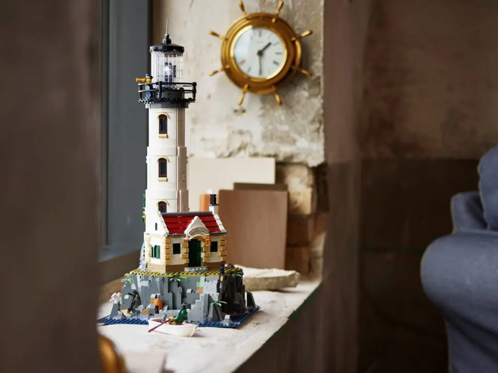 Cozy room with Lego lighthouse display