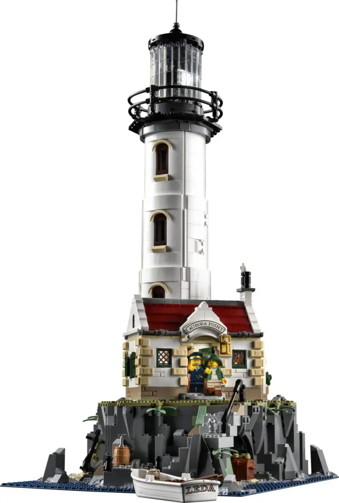 LEGO lighthouse on rocky base