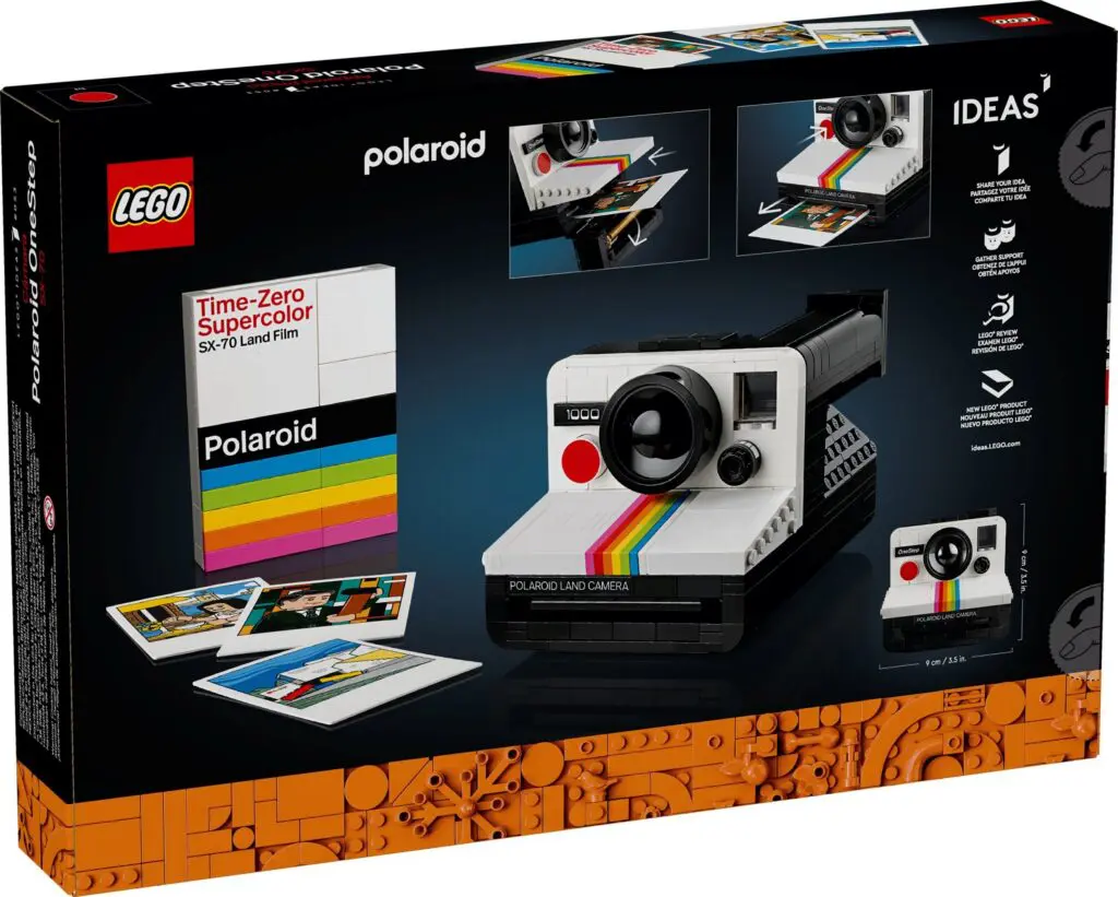 Polaroid camera LEGO kit packaging