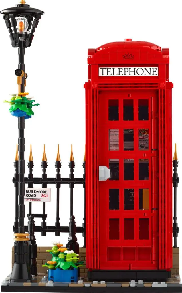 Miniature Lego British phone box display