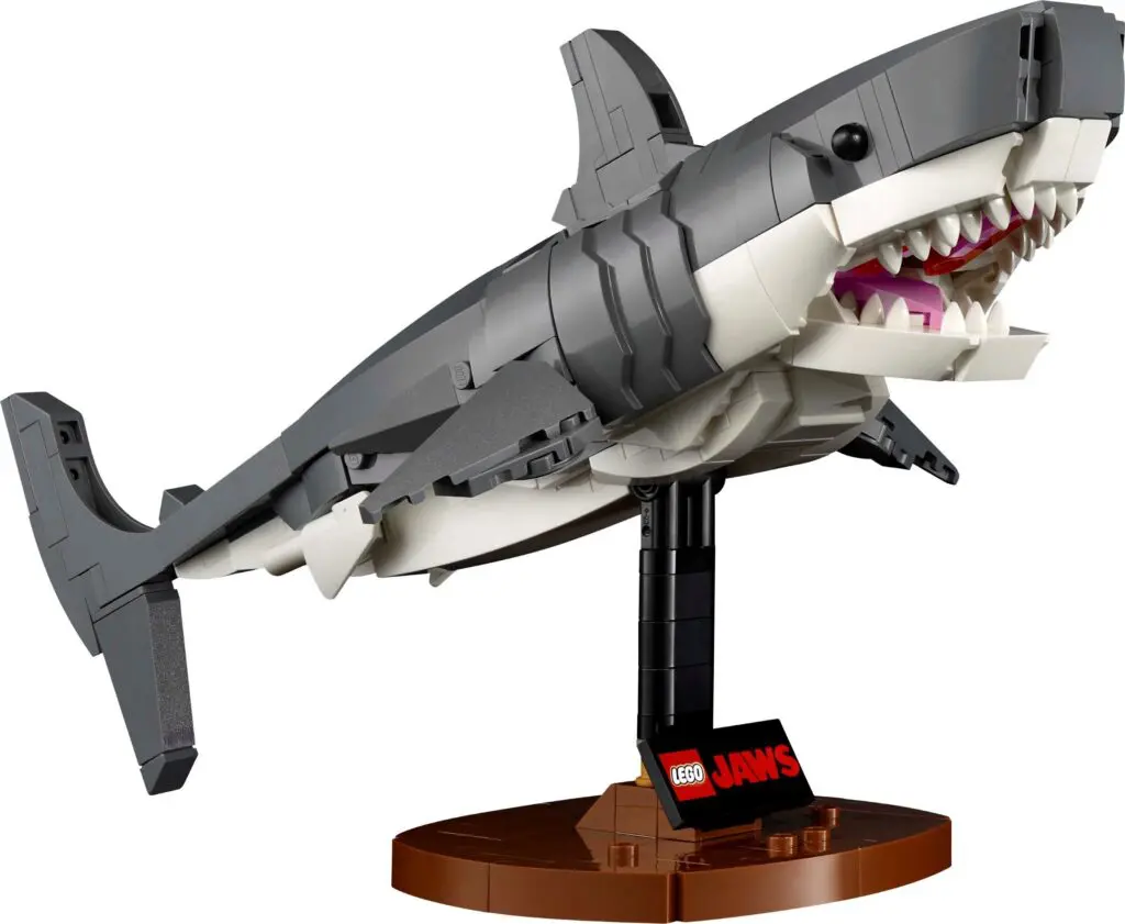 Grey LEGO shark with open jaws