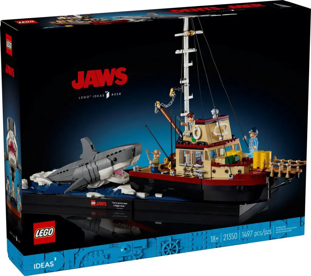 Jaws LEGO model featuring iconic boat scene