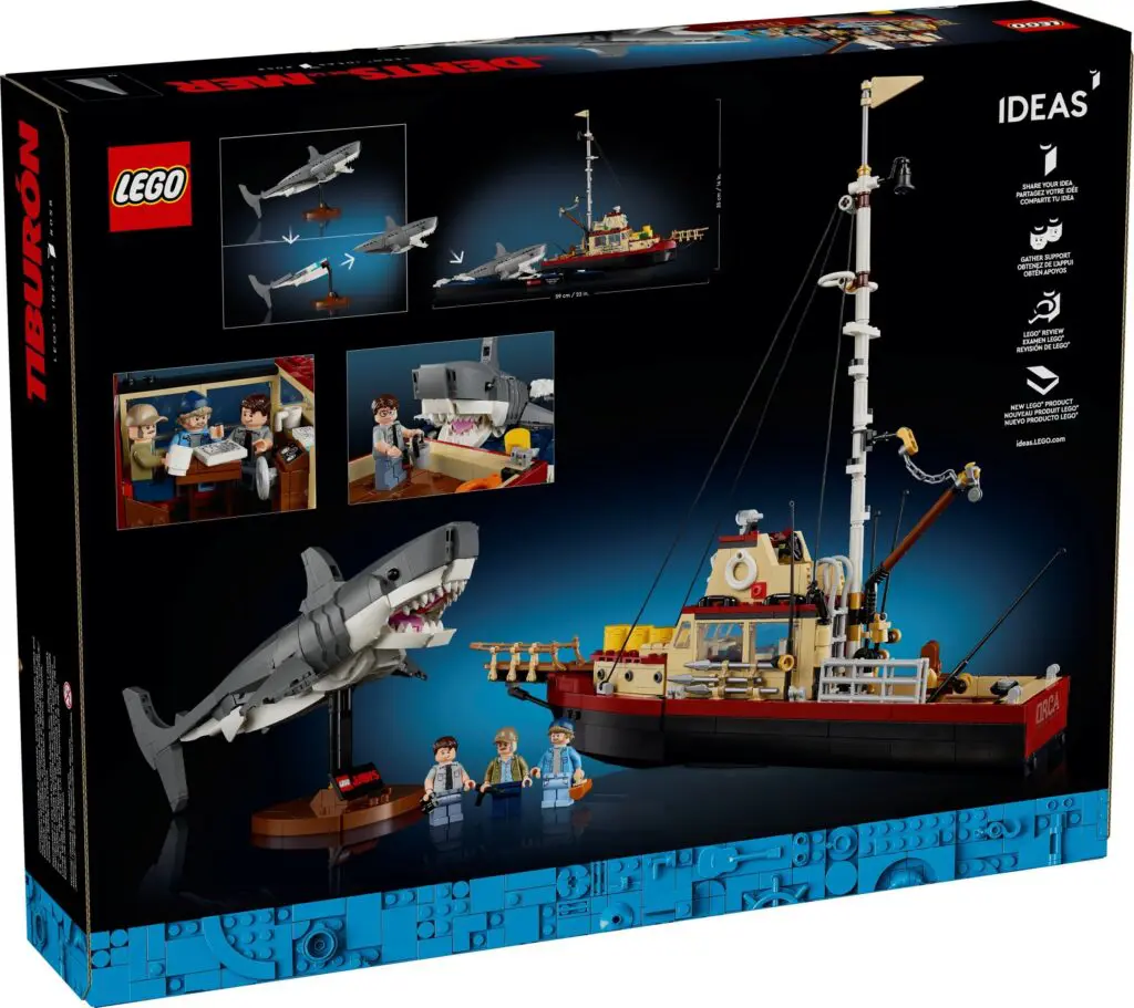 LEGO set with shark and ship display