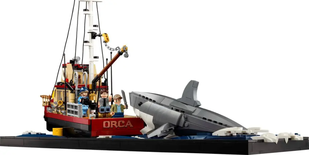LEGO boat with shark scene