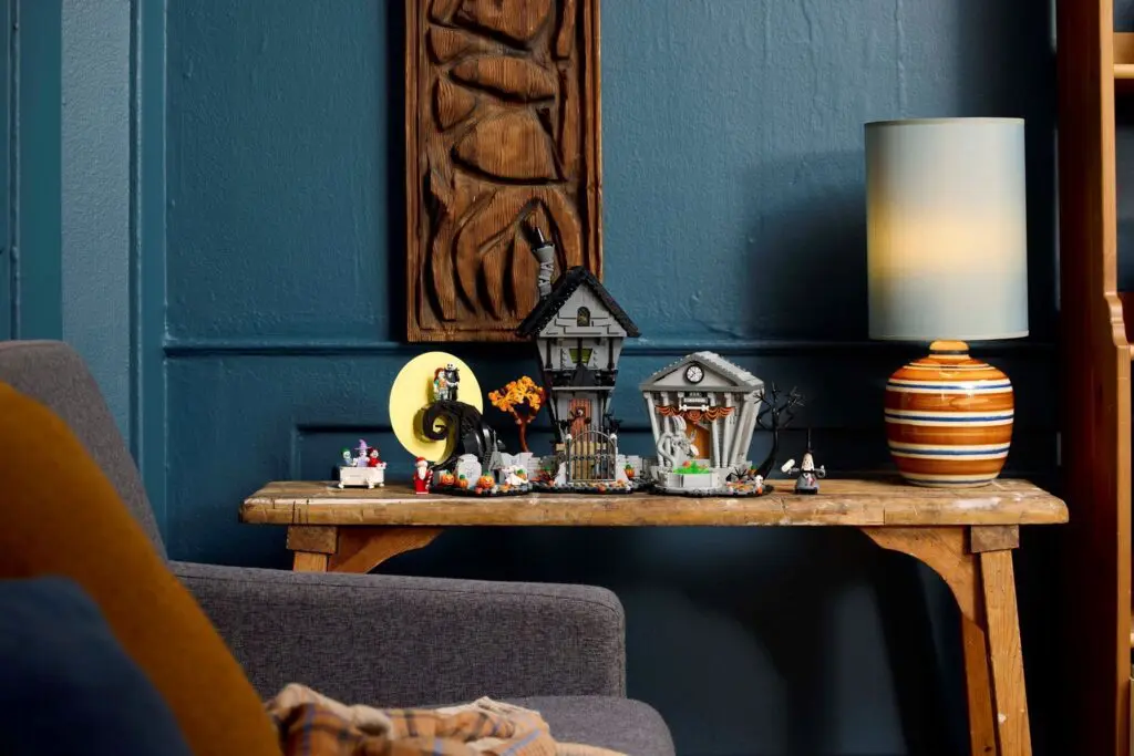 Halloween-themed decor on wooden table