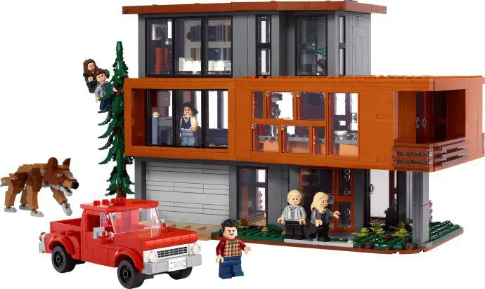 Toy building set with people and dog