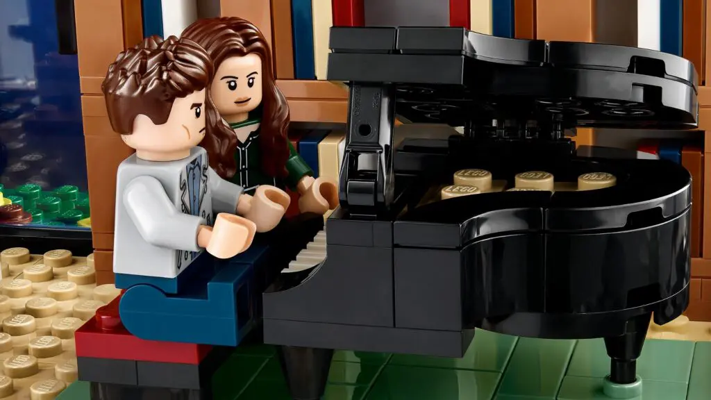 LEGO figures playing a grand piano