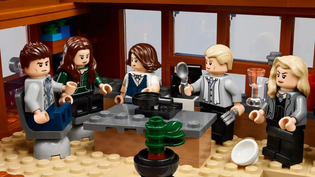 Miniature Lego scene with five figures