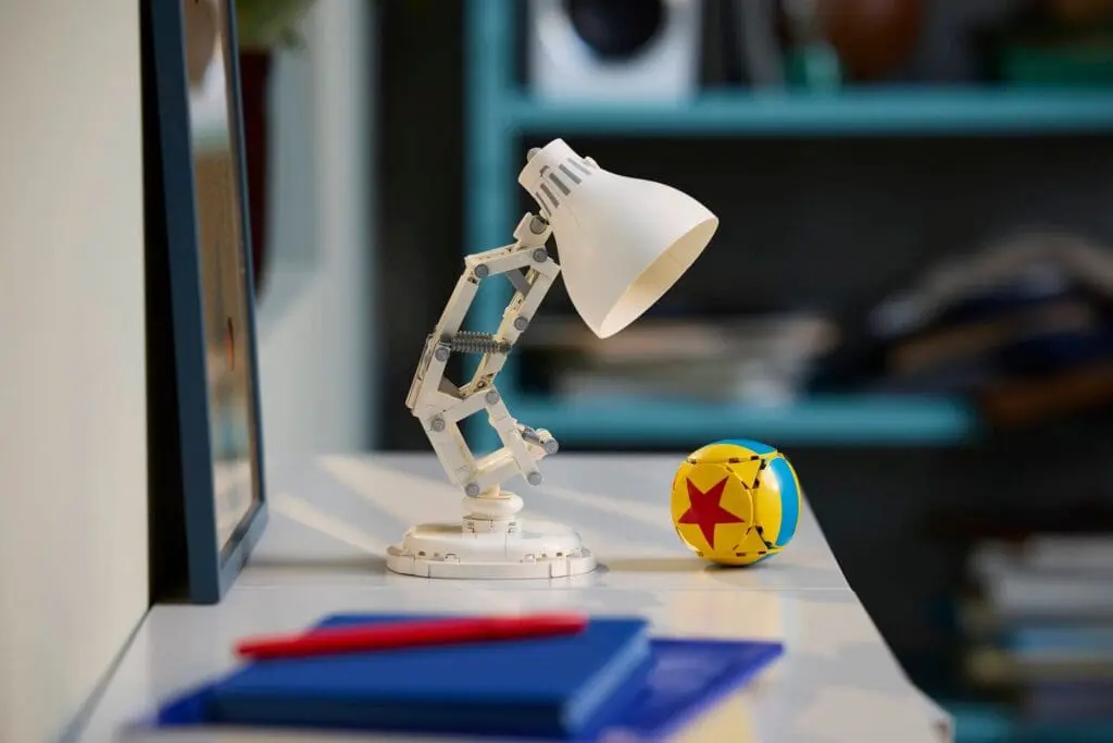White lamp beside colorful ball