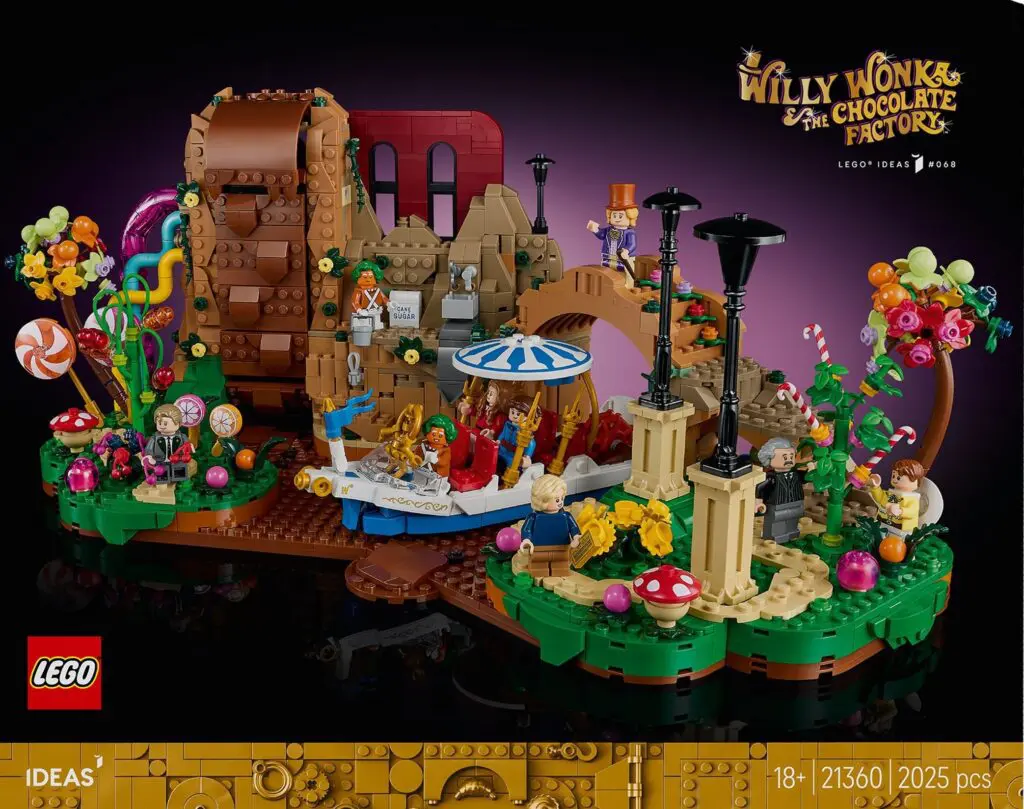 Colorful LEGO chocolate factory diorama