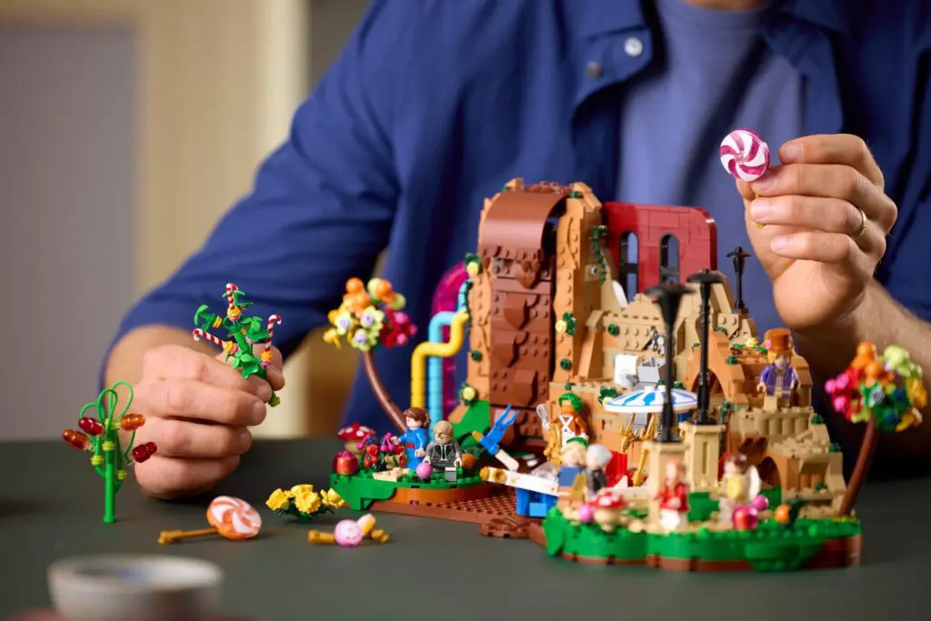 Lego candy land set being assembled