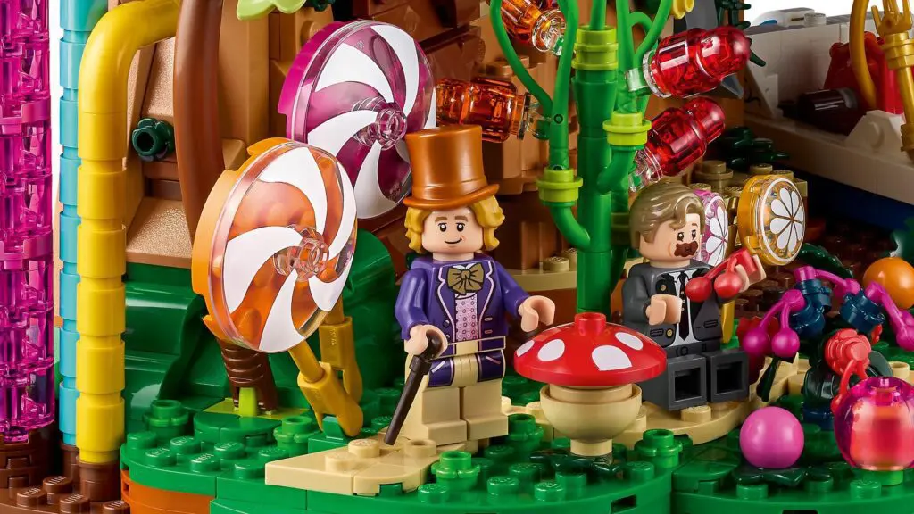Candy-themed LEGO scene with minifigures