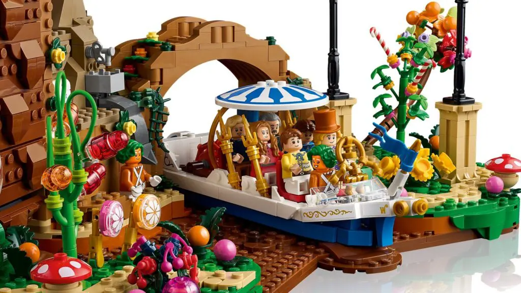 Lego characters on a candy river adventure