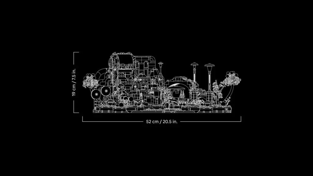Detailed machine schematic with dimensions