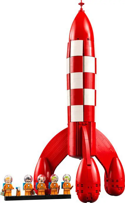 Toy rocket display with astronaut figures
