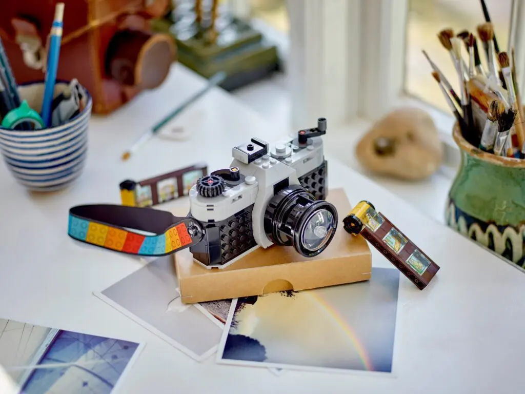 Camera with film rolls and photos