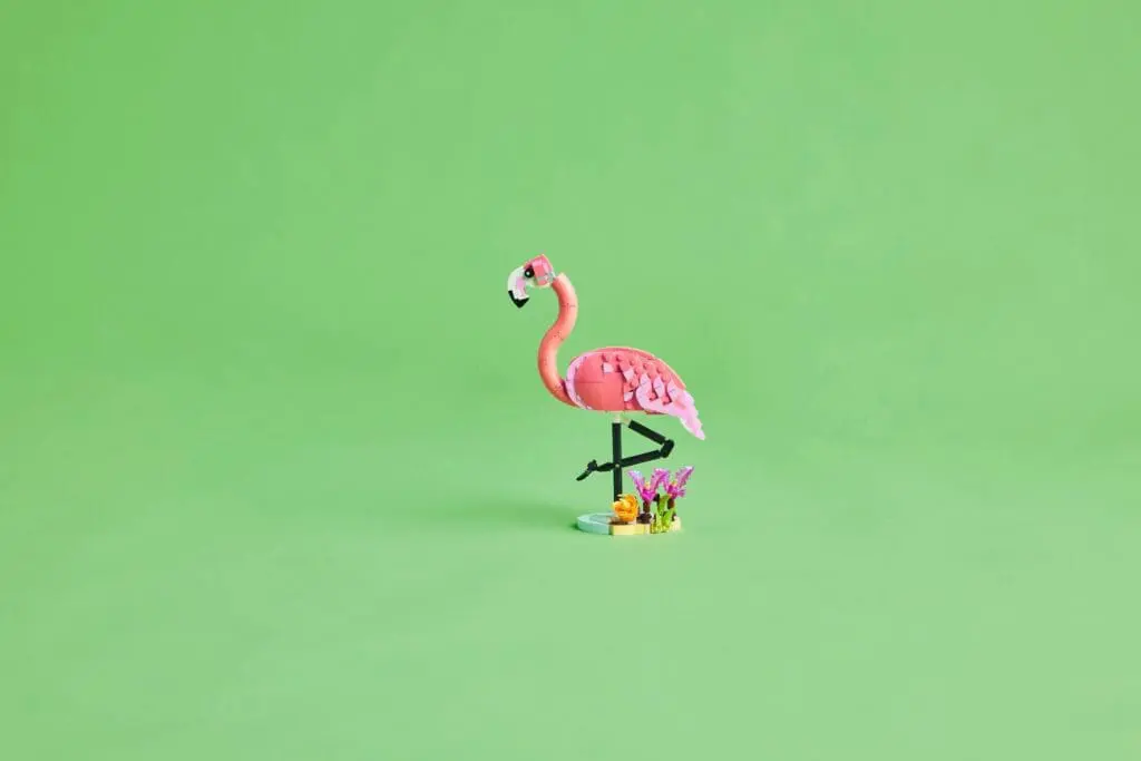 Decorative flamingo with flowers and pineapple