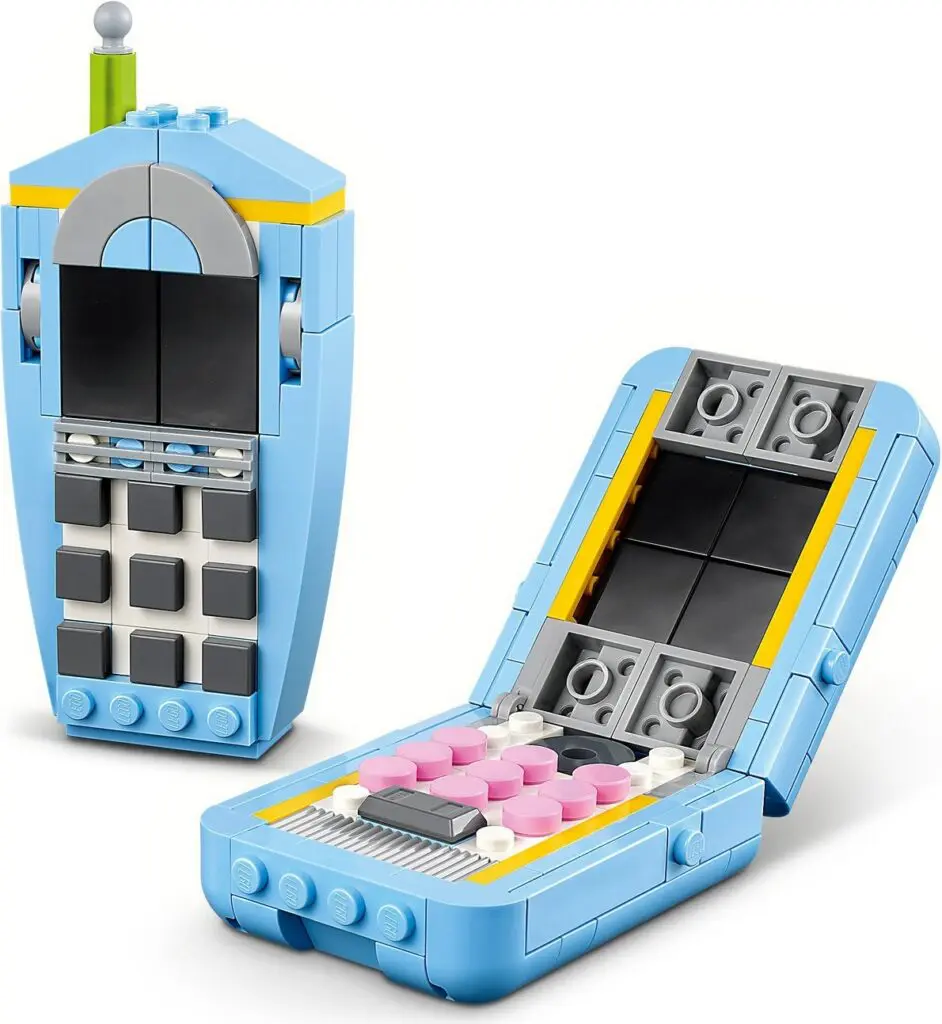 Toy flip phones made from bricks