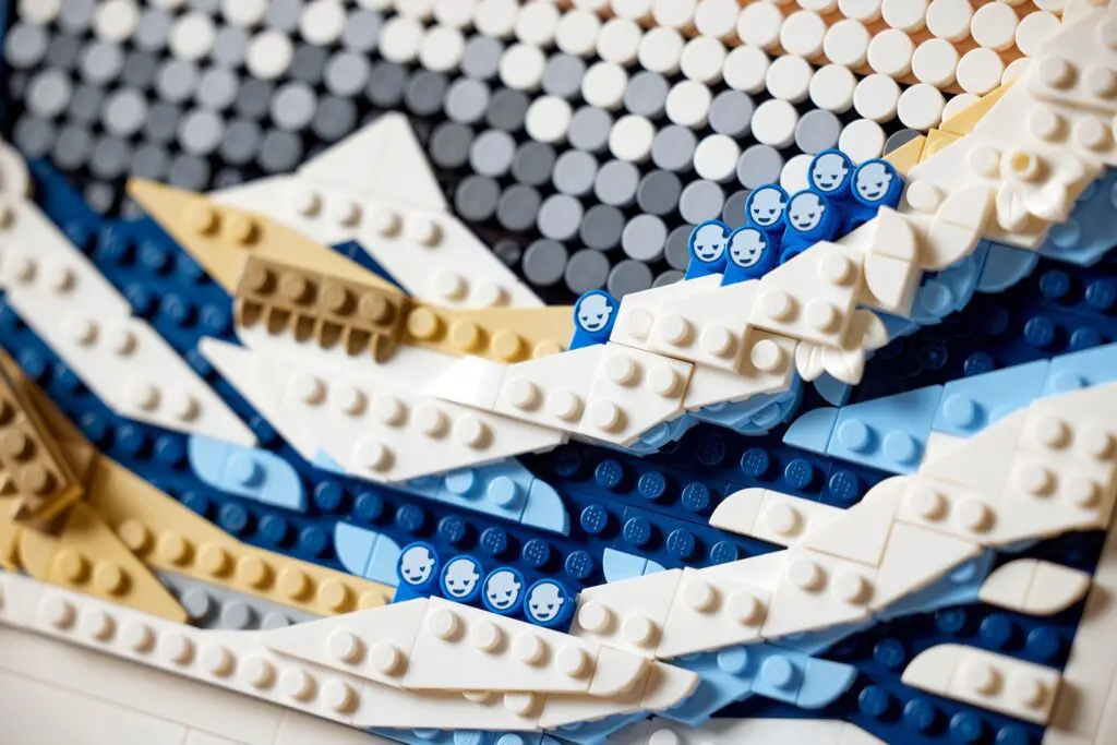 Lego blocks forming abstract wave pattern