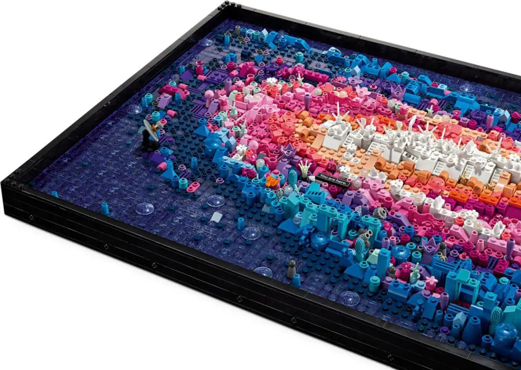 Multicolored LEGO mosaic in a frame