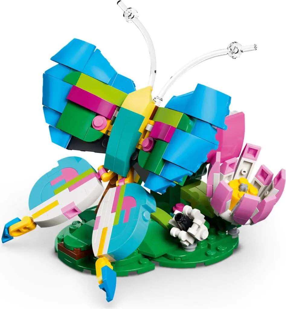 Colorful butterfly and flowers made of blocks