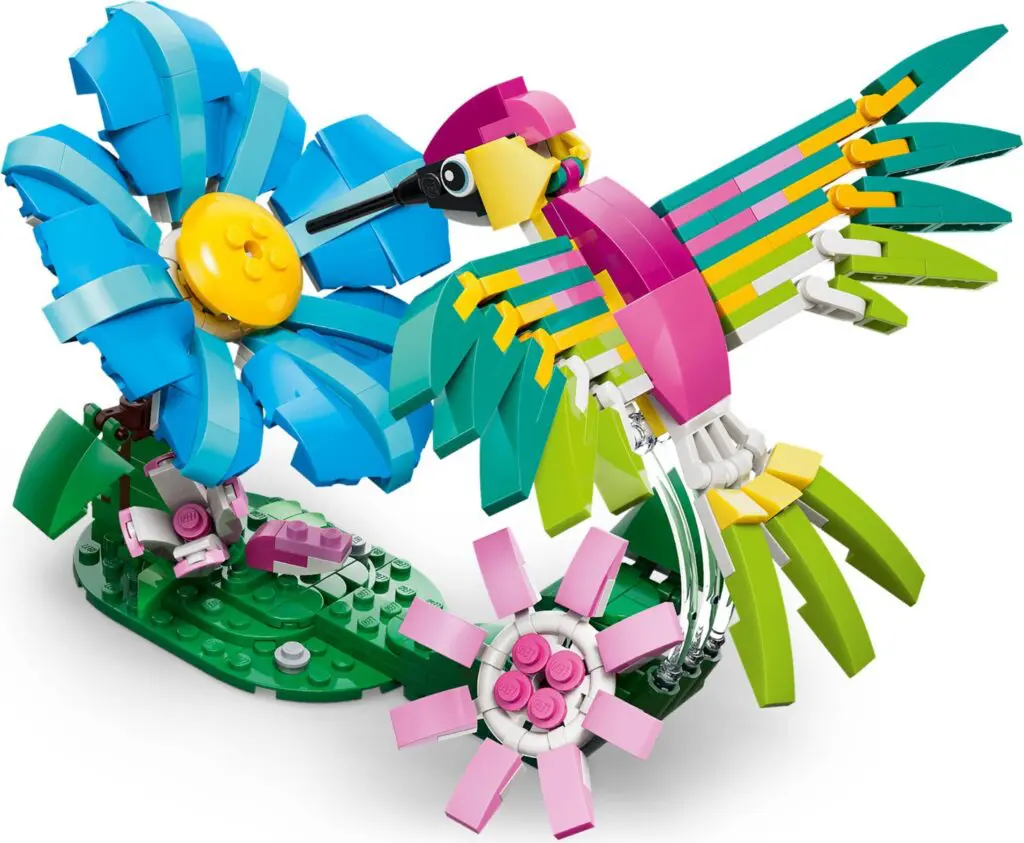 Vibrant LEGO nature scene with bird