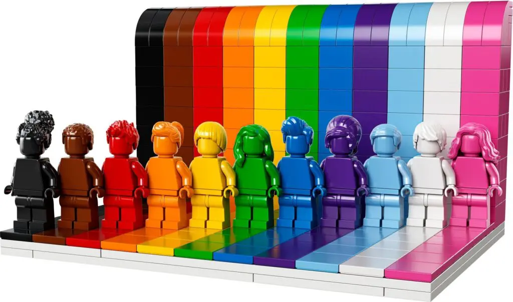 LEGO minifigures display in vibrant colors